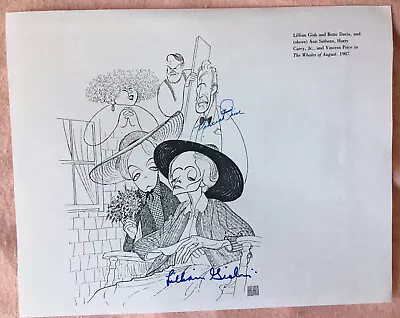 VINCENT PRICE & LILLIAN GISH Autographed 8 X 11  PAPER PRINT W/COA HIRSCHFELD • $565