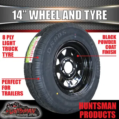 14x6 & 195R14C Ford Pattern Trailer Caravan Black Sunraysia Wheel Rim & Tyre • $143