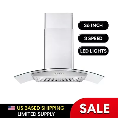 36  Designer Italian Wall Mount Range Hood 380 CFM Stainless Steel Filters LEDs • $270.74