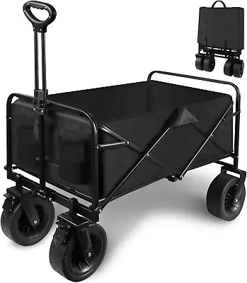 Collapsible Heavy Duty Wagon Cart Outdoor Camping Garden Beach Cart Big Wheels • $77.80