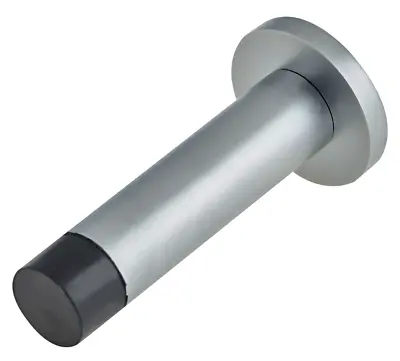 PROJECTING DOOR STOP SATIN Metal Wall Mounted Doorstop Rubber Buffer Stopper • £5.49