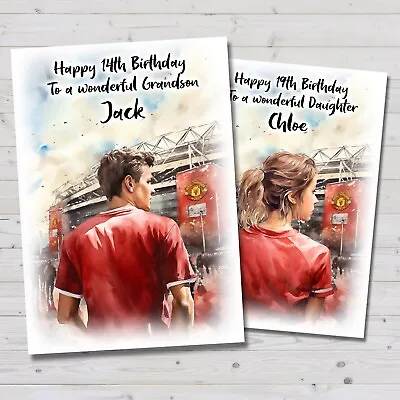 Personalised Man Utd Football Team Birthday Card Son Dad Grandson Daughter Niece • £3.25