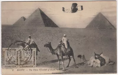 Egypt Pyramids Real Photo UPU Postal Card Biplane • $2