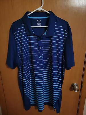 Oakley Men's Polo Shirt Navy Striped Size XXL • $14.99