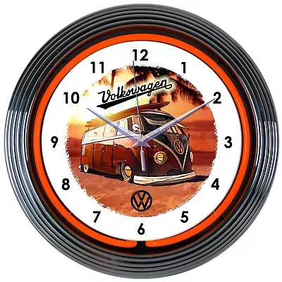 Neon Clock Sign VW Bus Van Licensed By Volkswagen Germany And NEONETICS Lamp OLP • $79.99