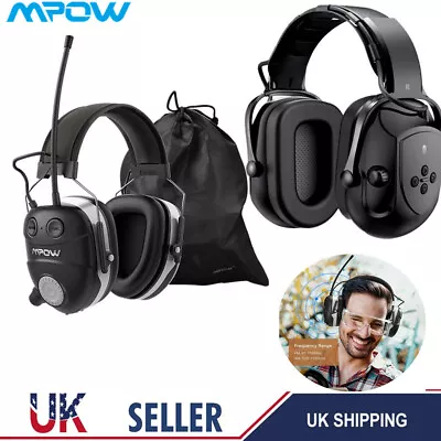 Mpow Bluetooth Ear Defenders Ear Protection Muffs Headphones Noise Reduction UK • £40.84