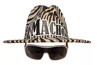 Macho Man Zebra Striped Cowboy Hat Sunglasses Halloween Costume • $34.99