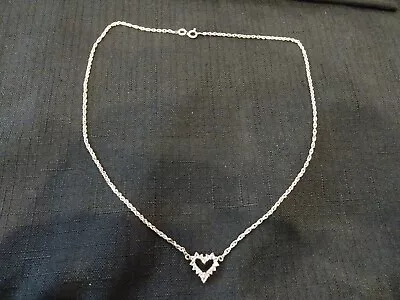 #383--vintage Sterling Silver Fas Italy Necklace And Heart Pendant • $48