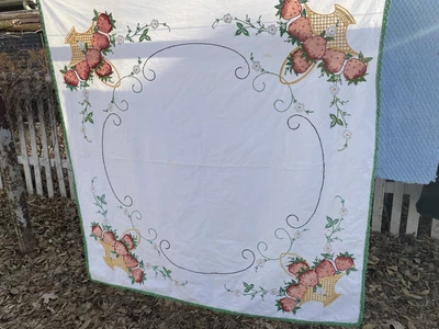 $28.55 • Buy Vintage Hand Crocheted/Appliqued/Embroidered Lovely Tablecloth 50 X 50~Excellent