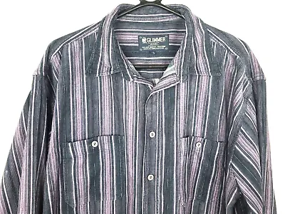 £24.95 • Buy Vintage Mens CORDUROY GLIMMER JEANS Purple Striped Hipster Indie COTTON Shirt XL