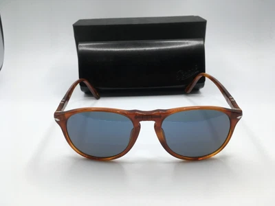 $129.99 • Buy Persol 0PO9649S Men's Terra Di Siena Frame Light Blue Lens Aviator Sunglasses 52