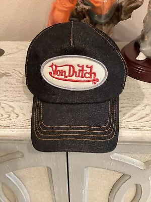 Vintage Von Dutch Dark Blue Denim Trucker Snapback Cap Hat    NEW • $35.95