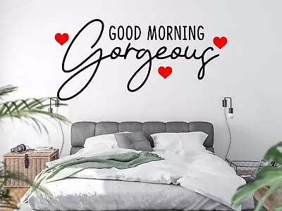 Good Morning Sticker Gorgeous Wall Beauty Home Decal Love Quotes Vinyl Art Red • £4.40