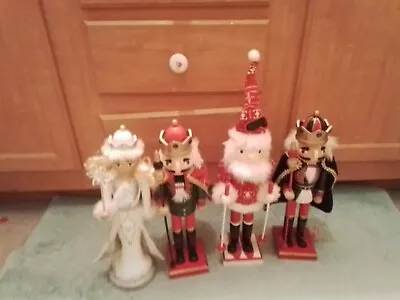 Set Of 4 Nutcrackers 15 In Tall Bundle Lot Christmas Decor Wooden Nutcrackers • $60