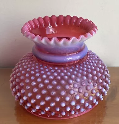 Vintage Fenton Cranberry Opalescent Hobnail Lamp Shade~Great Condition! • $125