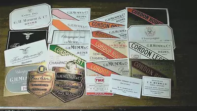 20 Lot Vintage G. H. Mumm Champagne Wine Labels W Old TWA Airlines For Mumm • $15