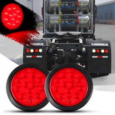 Pair 4  Red Round 12LED Tail Light Rear Brake Stop Lamp For Volvo VNL Semi Truck • $20.99