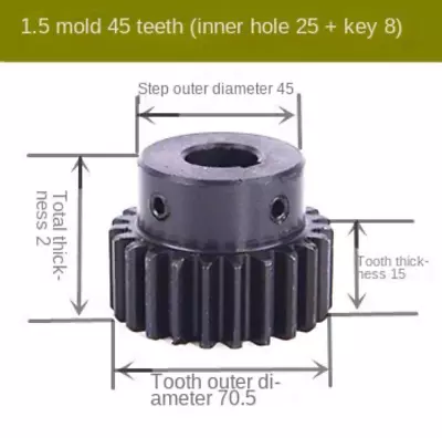 10pc 1.5 Die 45 Tooth Hole 25 Key 8 Bump Gear Motor Gear Spur Gear With Step • $448.55