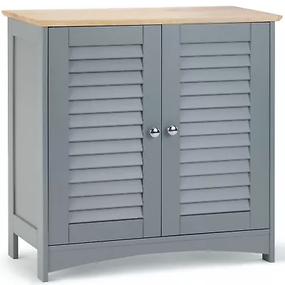 £49.99 • Buy Grey Bathroom Storage Cabinet | Bathroom Towel Cupboard W/ 2 Shelves | VonHaus