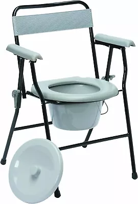 Drive Folding Steel Commode Chair With Backrest Portable Toilet Mobility Aid • £39.59