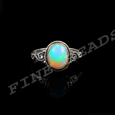 Ethiopian Opal Ring 925 Sterling Silver Natural Opal Ring Signet Opal Ring RG091 • $30.72