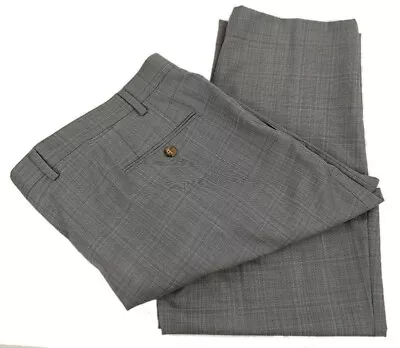 LAUREN RALPH LAUREN Gray Blue Plaid EDGEWOOD Wool Stretch Dress Pants 42 30 NWT • $79.99