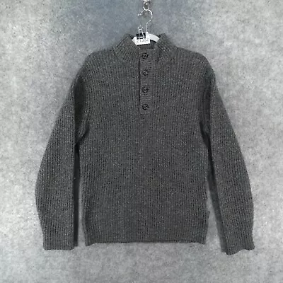 Woolrich Sweater Mens Small Long Sleeve Gray 1/4 Button Up Mock Neck Wool • $22.89