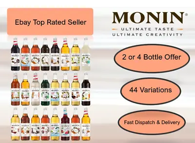 Monin Coffee Syrup Plastic Bottles Multi Flavours 2 X 1 Litre TWIN PACK OFFER • £11.98