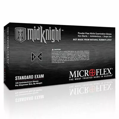 Microflex MK296M MEDIUM Midknight Black Nitrile Powder-Free Gloves 1000 Gloves • $124.99