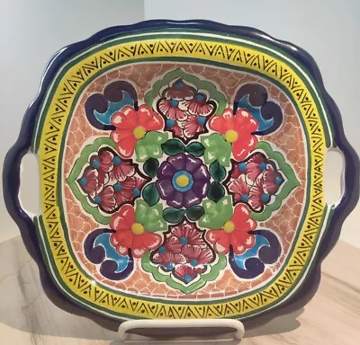 Vtg Mexican Pottery Platter With Handles Signed Juovila • $20.56