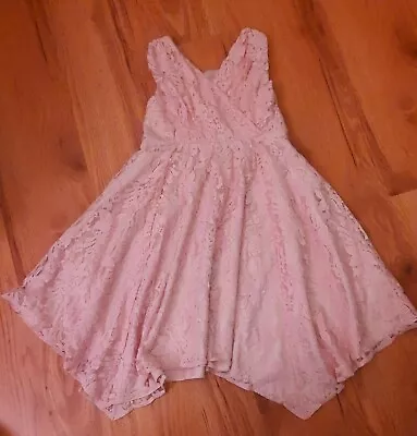 £9.99 • Buy Monsoon Girls Pale Pink Lace Party Bridesmaid Dress Age 8 Years