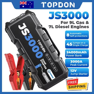 $199 • Buy TOPDON JS3000 Car Truck Pickup Jump Starter 3000A Pro-Level Jumper Box Portable