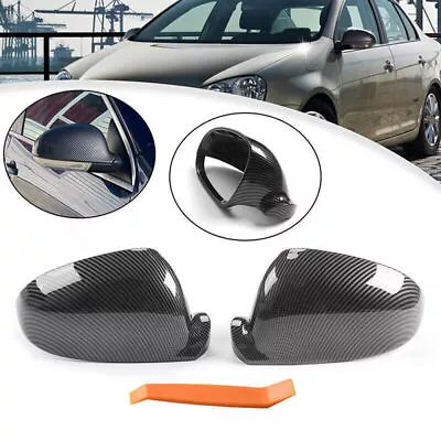 2pc Side Mirror Covers Caps Carbon Fiber Look For VW Golf 5 MK5 GTI Passat Jetta • $34.99