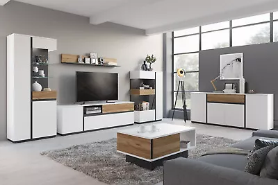 Living Room Furniture Set TV Unit Wall Media Display Cabinet Entertainment White • £389