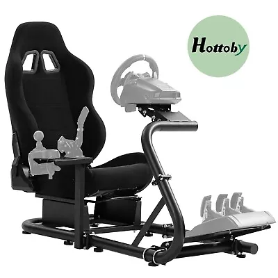 Hottoby Racing Simulator Cockpit Stand With Black Seat Fit Logitech  G29 G920 • £299.99