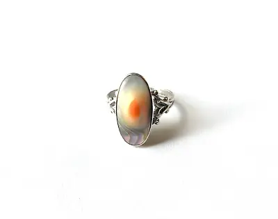 Vintage Sz 8 Art Nouveau Deco Sterling Silver Abalone Blister Pearl Ring • $44.64