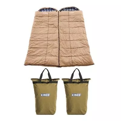 2x Premium Sleeping Bag -5°C Left And Right Zipper + 2x Doona Pillow Canvas Bag • $247.90