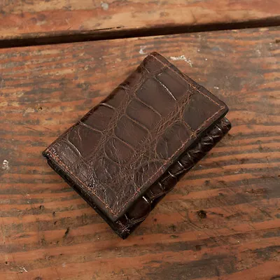 Brown Alligator Trifold Wallet Amish Hand Made From Genuine Gator Skin Tri Fold • $119.95