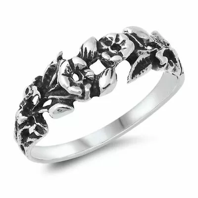 .925 Sterling Silver Ring Flower Midi Knuckle Rose Thumb Ladies Sizes 5-10 NEW • $14.11