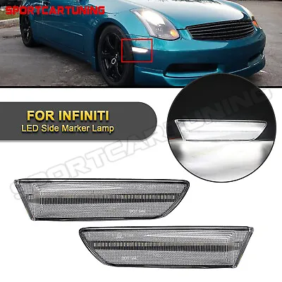 For 03-07 Infiniti G35 Coupe White LED Front Bumper Side Marker Light Clear Lens • $32.27