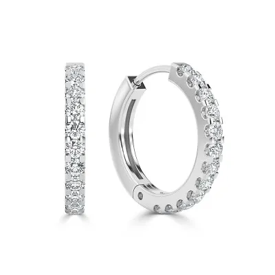 Christmas Deal -  0.33 Ct Round Diamond Hoop Earrings 9k White Gold Sparkly • £259