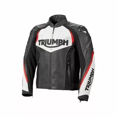 TRIUMPH Motorcycle Men’s Biker Leather Jacket Racing Motorbike Leather Jackets • $149.99