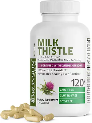 Milk Thistle Silymarin Marianum & Dandelion Root Liver Health Support 120 Caps • $13.99