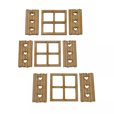 Set Of 3 MDF Wooden Fairy Door Window Miniature Doll House Square Shutter • £5.95