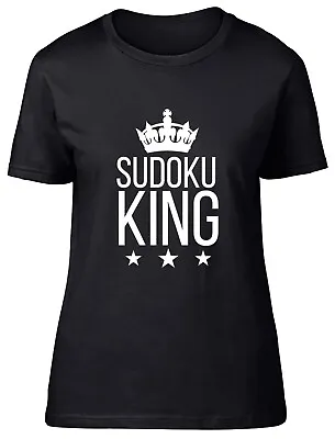 Sudoku King Womens T-Shirt Board Game Puzzle Number Math Grid Ladies Gift Tee • £8.99