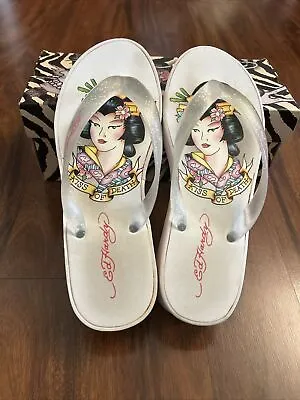 Ed Hardy Women Size 8 Sandal Flip Flop Geisha Kiss Of Death • $14