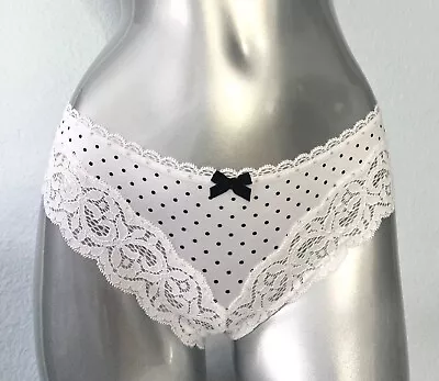 Victorias Secret New Body By Victoria White Dot Lace Trim Soft Hiphugger Panty • $11.24