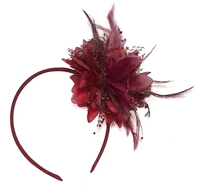 Flower Feather Hair Fascinator On Headband Wedding Royal Ascot Races Bespoke • £9.99