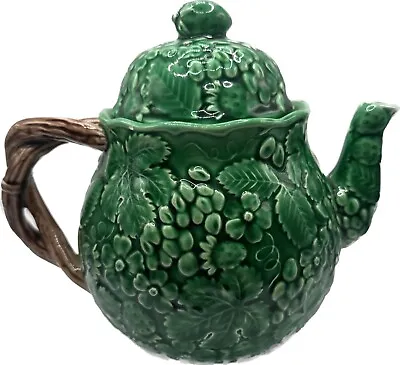1983 VTG The Haldon Group Porcelain Green Strawberry Majolica Teapot • $29