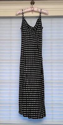 Zara Polka Dot Satin Drape Neck Slip Midi Dress Black & White Small • $30